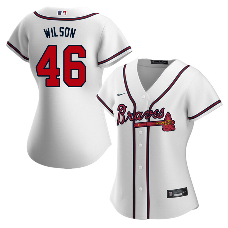 Nike Women #46 Bryse Wilson Atlanta Braves Baseball Jerseys Sale-White